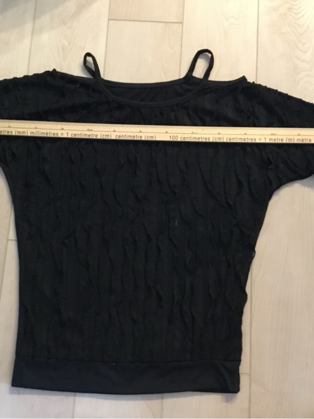 Black Off-Shoulder Top with ruffle detail